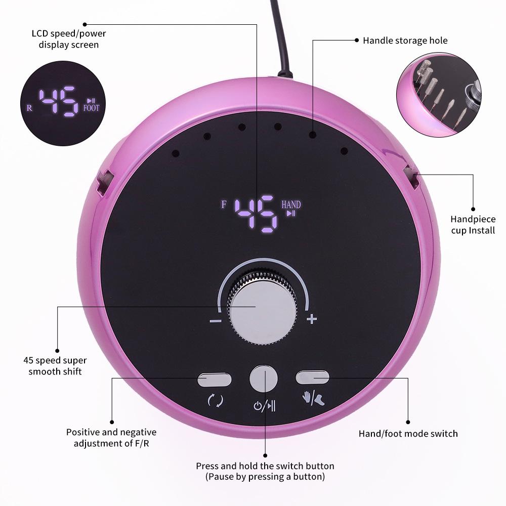 Electric Nail Drill 203: 45000 RPM Manicure & Pedicure File for Nail Removal & Polishing