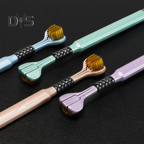 2Pcs Three-Sided Toothbrush Soft Bristles Ergonomic Handle Adult Toothbrush Portable Travel Companion Toothbrush