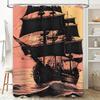 Sailing Ship Shower Curtain Black Pink Nautical Bath Decor for Kids or Adults Polyester Fabric with Hooks Perfect Gift Idea For