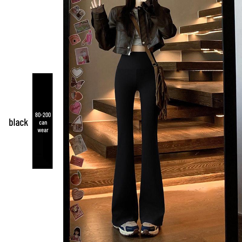 

Women s High-Waisted Micro-Flare Yoga Pants - Spring/Autumn Plus Size Slimming Style for Chubby Girls & Spicy American Style One Size (for 80-110 lbs) чёрный