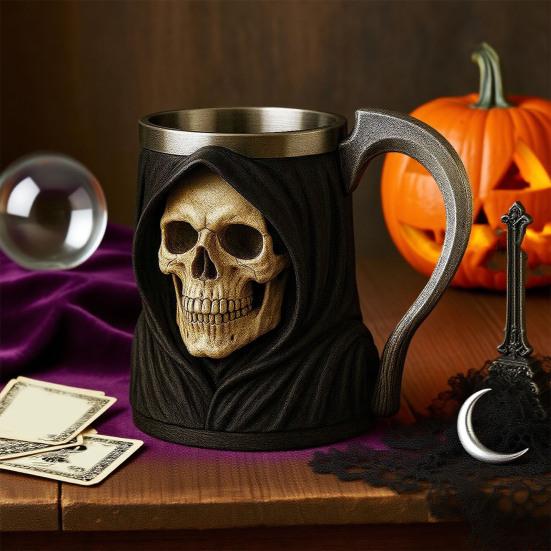 Halloween Skjelett Krus Gotisk Kaffekopp Resin Tekopp Kreativt Drikkeglass for Kjøkken Restaurant Fest Utendørs