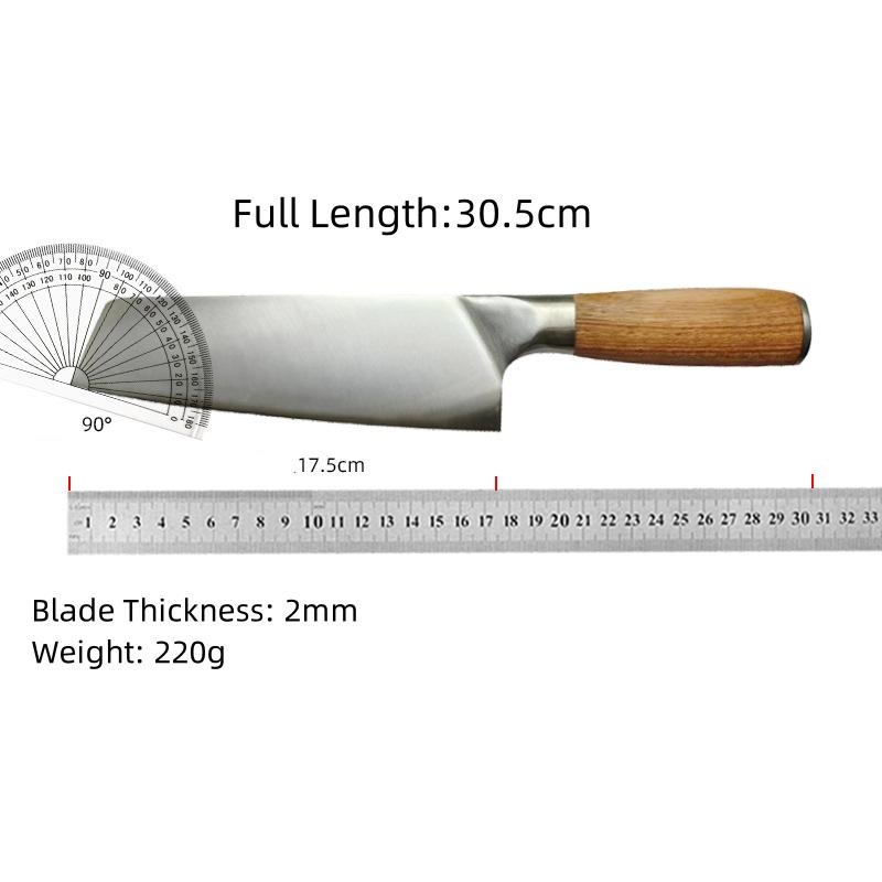 Fleischbeil Edelstahl Scharfes Messer Laser Damastmuster Fleischhackmesser Metzgermesser Holzgriff Küchenmesser Kochmesser