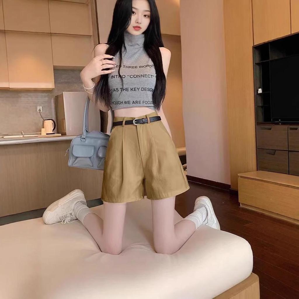 Tencel Cotton High-Waisted A-Line Casual Shorts for Women: Summer, Slimming, Hip-Lifting, and Loose Fit