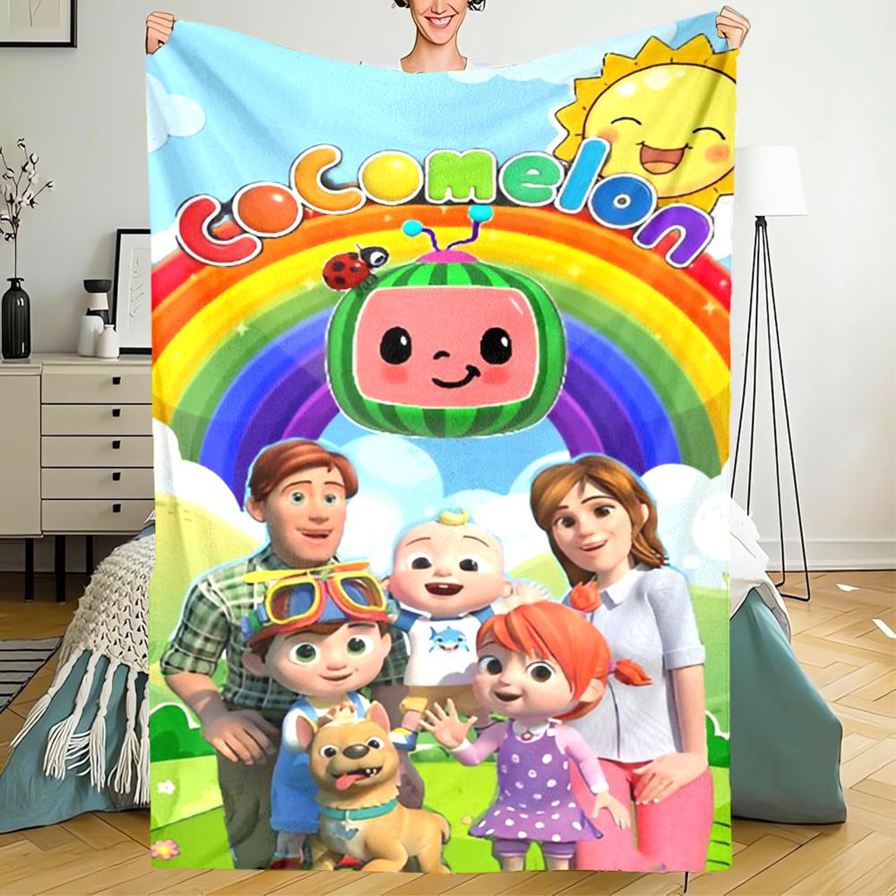 Cocomelon Theme Printed Blanket - Perfect for Couch, Bed, Travel & Outdoor Use | Machine Washable, Cozy & Durable.