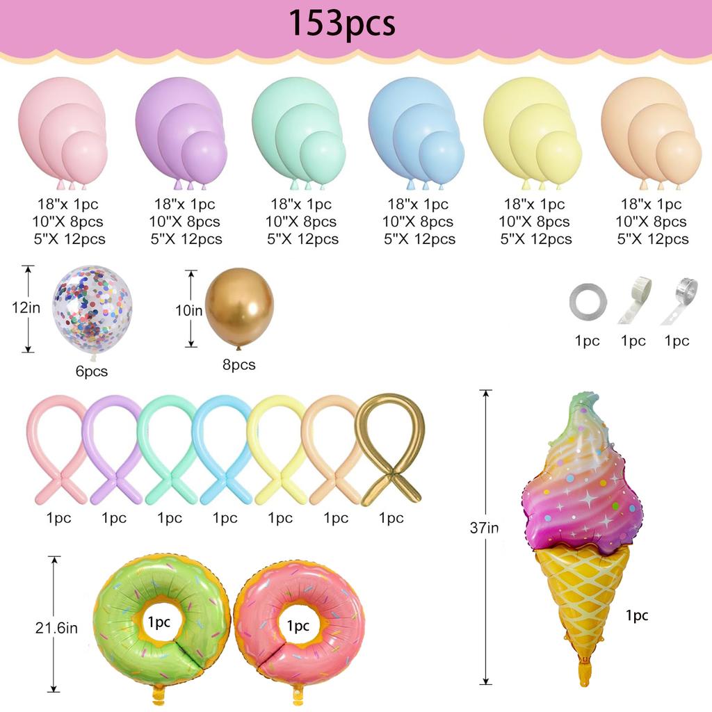Donut Birthday Party Decorations Including Donut Balloon Garlands Banners in Pink Blue Perfect for Sweet Birthday Party Decor