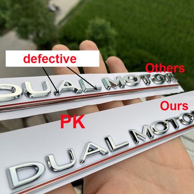 DUAL MOTOR Znak s podtrženými písmeny pro model 3 Styling vozu Úprava vysoce výkonného štítku s odznakem zavazadlového prostoru Chromová černá