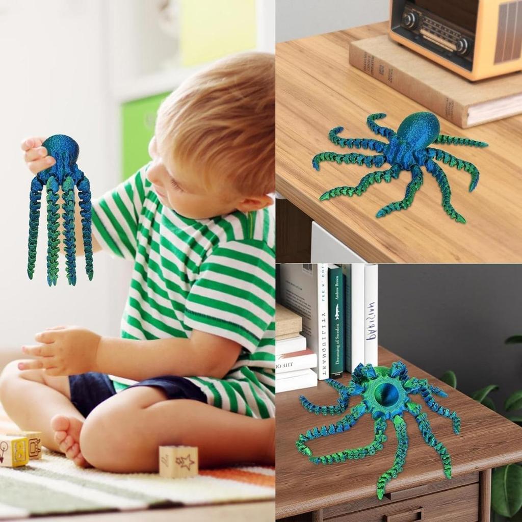 1PC 3D Printed Octopus Animal Toys, Octopus Dash Toys 3D Printed Gifts DIY Creative Decorations Joint Toys Home Decoration Christmas Birthday Gifts