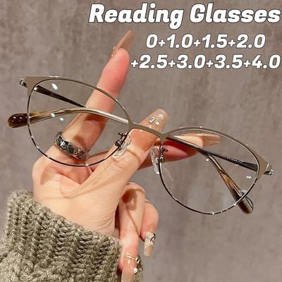 New Vintage Cat Eye Reading Glasses Women Luxury Metal Frame Anti Blue Light Presbyopia Glasses High-definition Lenses Far Sight Eyeglasses