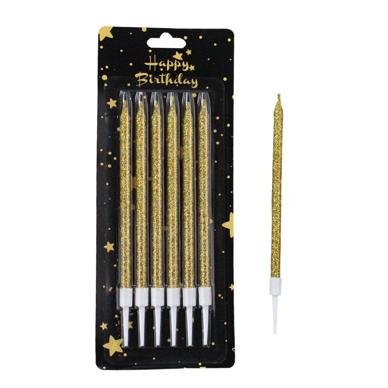 New Sticky Pink Birthday Cake Candle Gold and Silver Suction Card 6-pack Romantic Party Decoration Candles