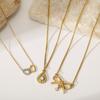 Chenhe Explosive 111 Titanium Steel Double Love Necklace 18K Vacuum Gold-plated Bow with Diamonds Simple Daily Collarbone Chain