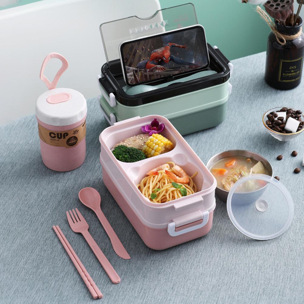 304 Nerezový box na oběd Bento box na oběd Termo nepropustné nádoby na oběd 2 vrstvy Bento box pro školní děti Kancelář