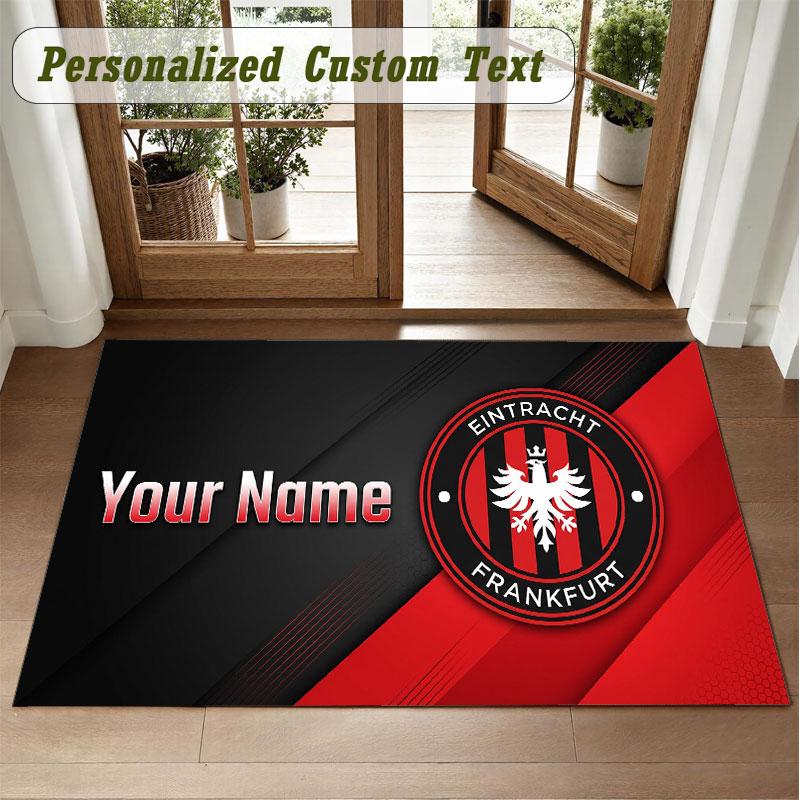 Crystal Velvet Square Rug Custom NameEintracht Frankfurt Pattern Non Slip Home Floor Decor Rug