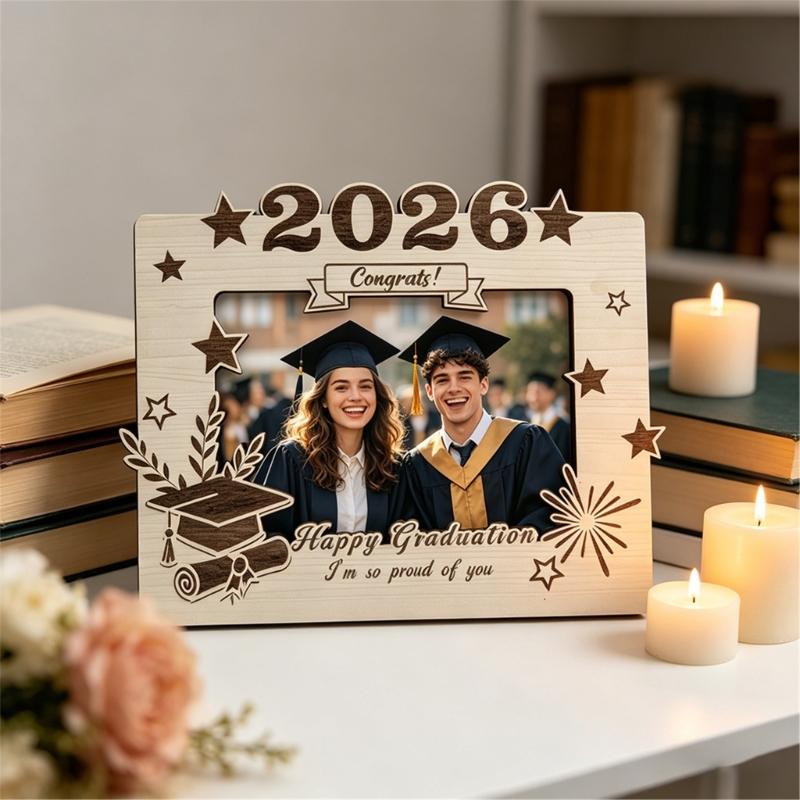 Elegant Wooden Picture Frame Solid Wood Photo Frame Specially Designs for 2026 Graduate to Display Treasure Moment