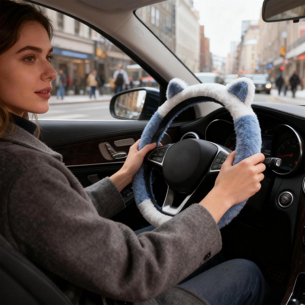 Wheel Cover 14.9Inch Anti-Slip Cute Breathable Cute Steering Wheel Cover For Women For Men Truck SUV Minivan Sedan Trucks Road