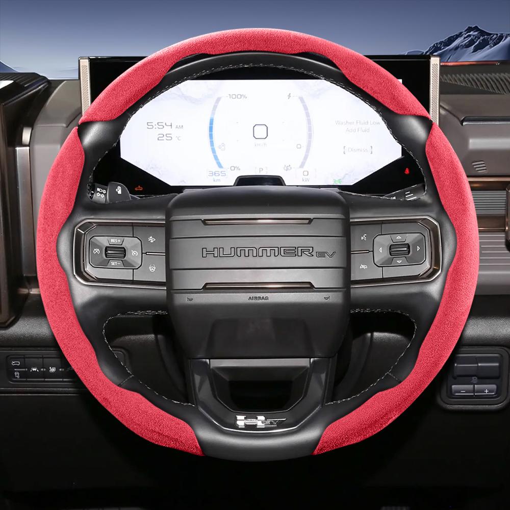 Suede Split Snap-On Steering Wheel Cover for GMC Sierra Yukon Acadia Canyon Black Brown Red