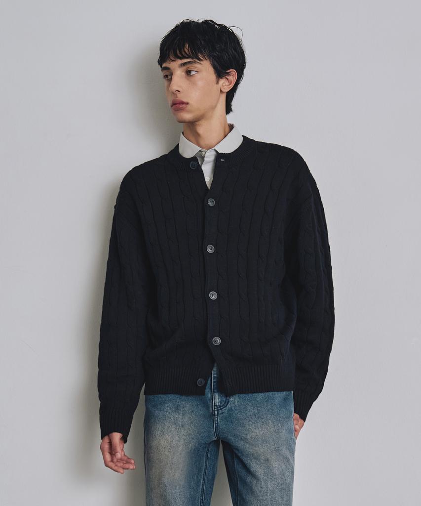 Costume O’Clock Soft Cable Round Cardigan Navy Cooscd021Navy