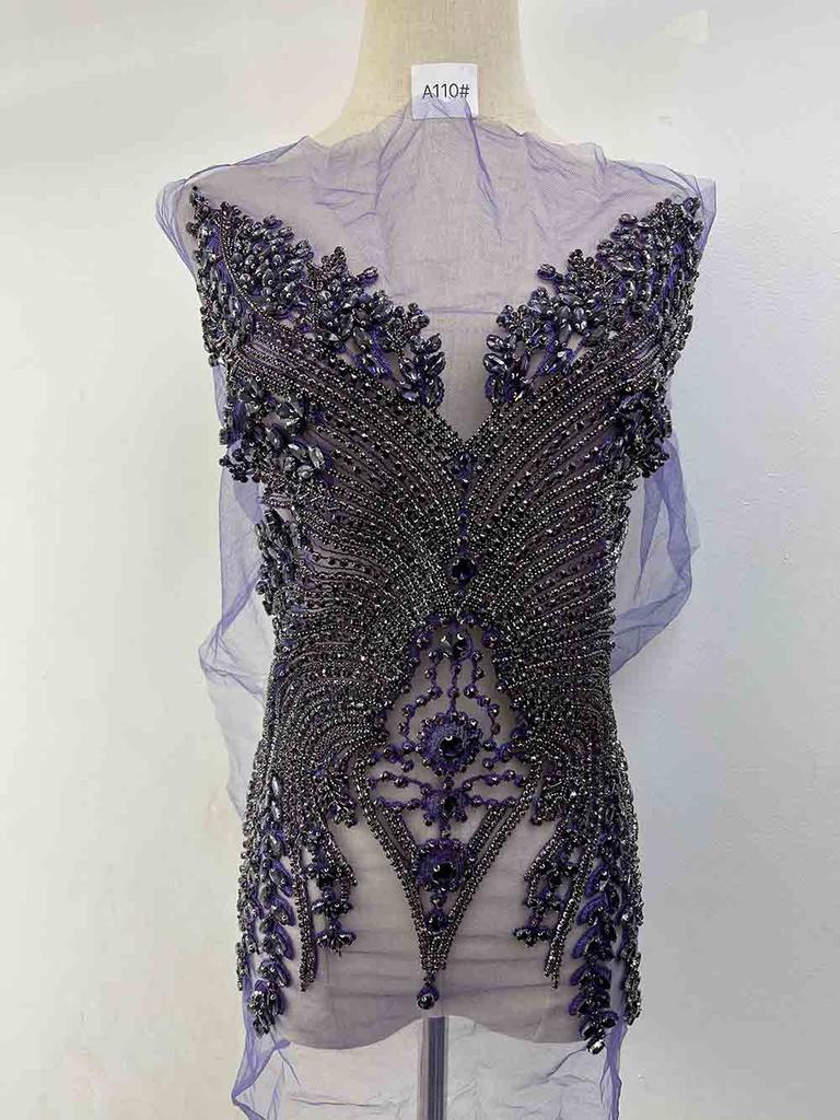 Halloween 3D Glass Corset Dress with Stretch Feature Halloween Sequined Corset with Rhinestone Motif Applique Sew-On Garment