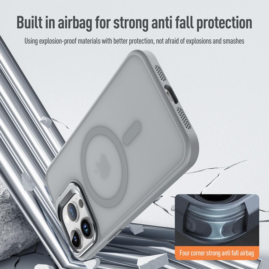 Metal Lens Stand Magnetic For Magsafe Case For iPhone 17 Air 16 15 14 13 12 Mini 11 Pro Max Plus Matte Wireless Charge Cover