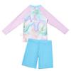 Girls UV Protection Swimsuit Set Long Sleeve Rash Guard Briefs Cap 3-Piece Swimwear Toddlers To Preteens