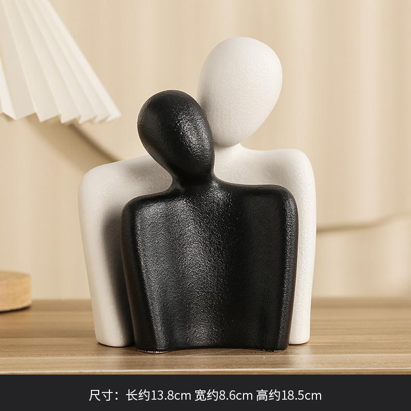 Ceramic Abstract Simple Character Decoration Creative Hugging Couple Figurine Modern Home Desktop Living Room Bookshelf Ornament