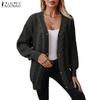 ZANZEA Women Long Sleeve Buttons Up Casual Loose Knitted Sweaters Cardigan