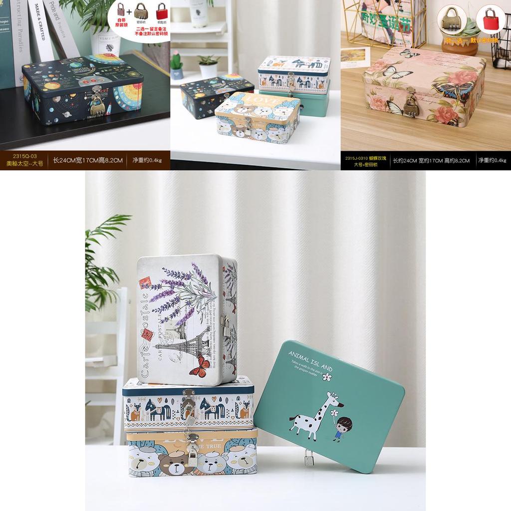 Compact Iron Lockable Storage Box For Bedroom Living Room Desk Decor