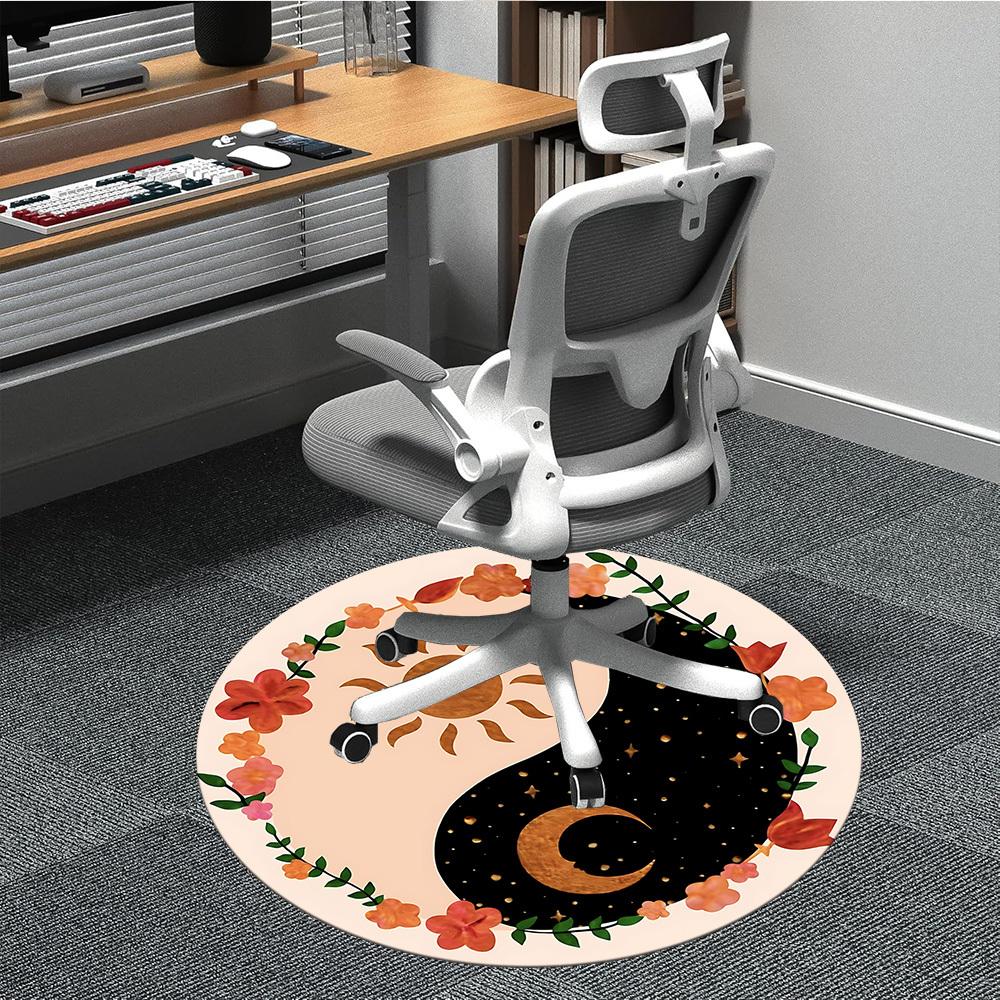 1pc Sun Moon Yin Yang Carpet, Round Non Slip Durable Large Size Office Carpet, Suitable for Office