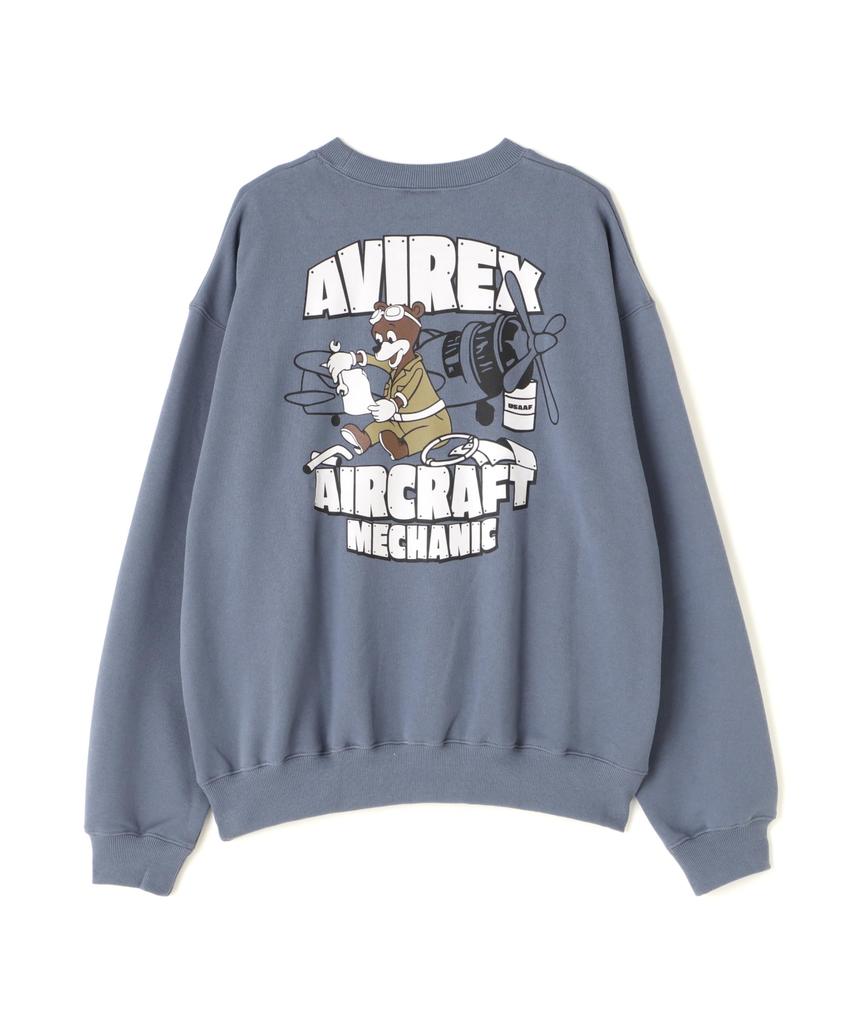 AVIREX FLIGHT MECHANIC CREW NECK SWEAT(WEB&DEPOT Exclusive) L 115 Blue Gray 783-4932005