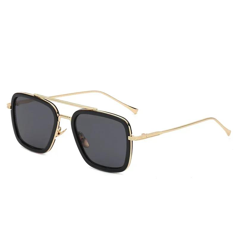 High Quality Durable High Quality Fashion Tony Stark Sun Glasses Iron Man Sun Glasses Vintage Square Metal Frames