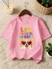 Family Tee Cute Corgi Heart Sunglasses Life Is Short Letter Print Soft Sleeve Parent Child Kids Casual Comfort Daily Basic Tops