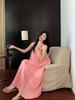 Pink Suspender Long Dress Women's Summer New Seaside Vacation Beach Dress Neck Design Niche Skirt