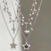 Punk Personalized Star Pendant Black PU Leather Chain Necklace For Women Girl Trend Rock Charm Neck Charm Jewelry Accessories