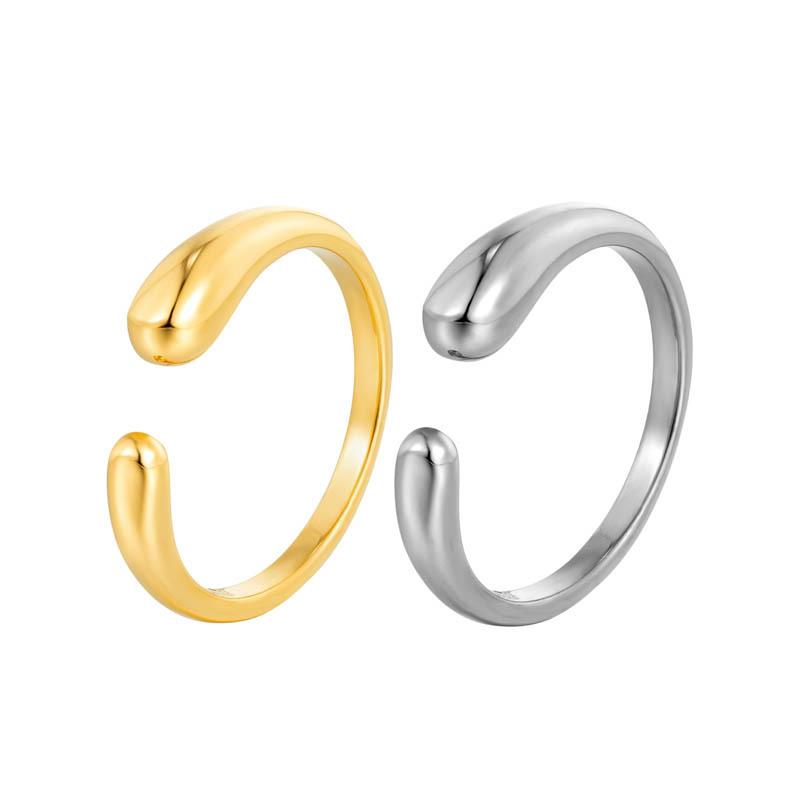 Simple Open Water Drop Ring, Titanium Steel Electroplated High-end Ring, Niche Geometric Accessories for Women