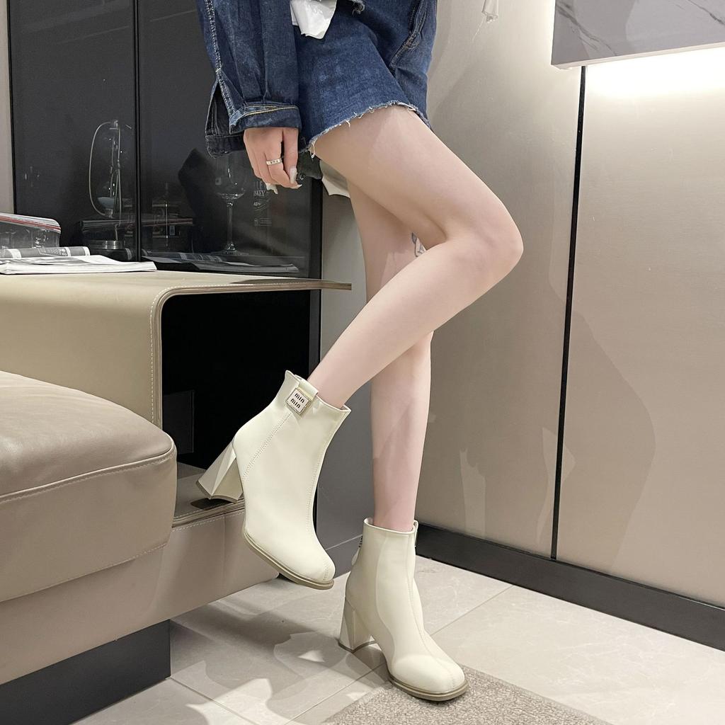 thick heel Martin boots, super high heel temperament small short boots 2025 autumn and winter new Korean version fashion small fashion boots women