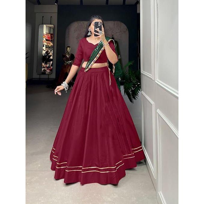 Women's Special Rayon Cotton Lehenga With Gotta Patti Touch Navratri Special All Lehenga Choli ,Unstiched Blouse