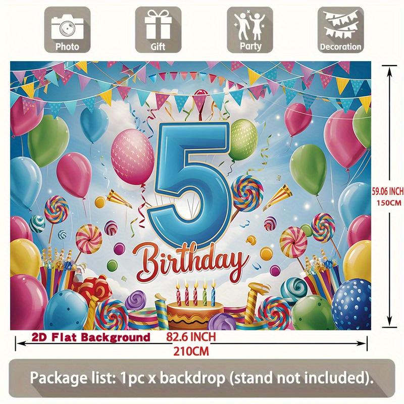 5th Birthday Party Backdrop Polyester Banner 229.87 X 179.83 Cm Photo Booth Decoration