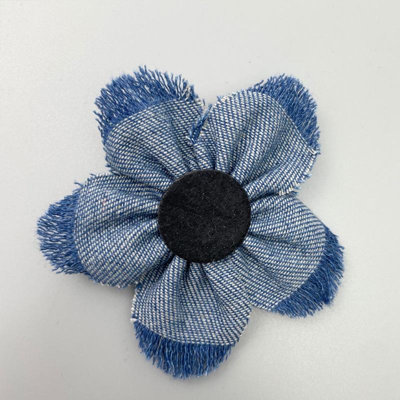 1PC Headwear Accessories Crafts Supplies Sewing Applique for Clothes Decoration Denim Cloth DIY Blue Flowers