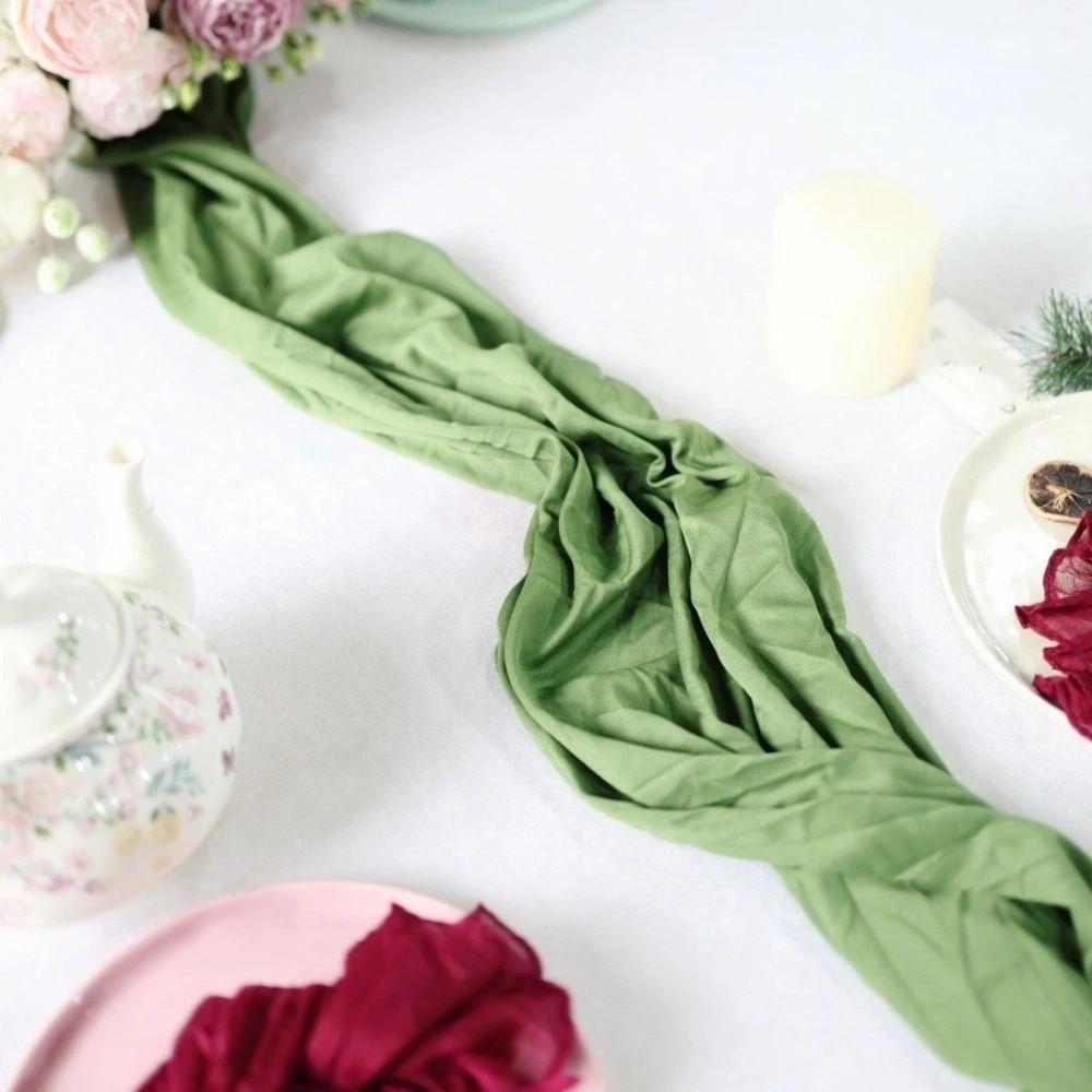 Multi-color Pleated Table Runner Rustic Table Cover Milk Silk Crepe Tablecloth  Birthday
