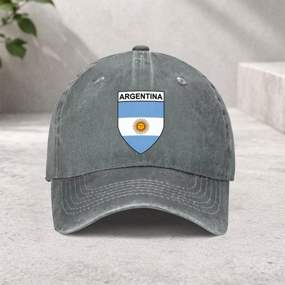 Argentina Flag Shield Baseball Cap Washed Cotton Adjustable Street HipHop Hat for Unisex