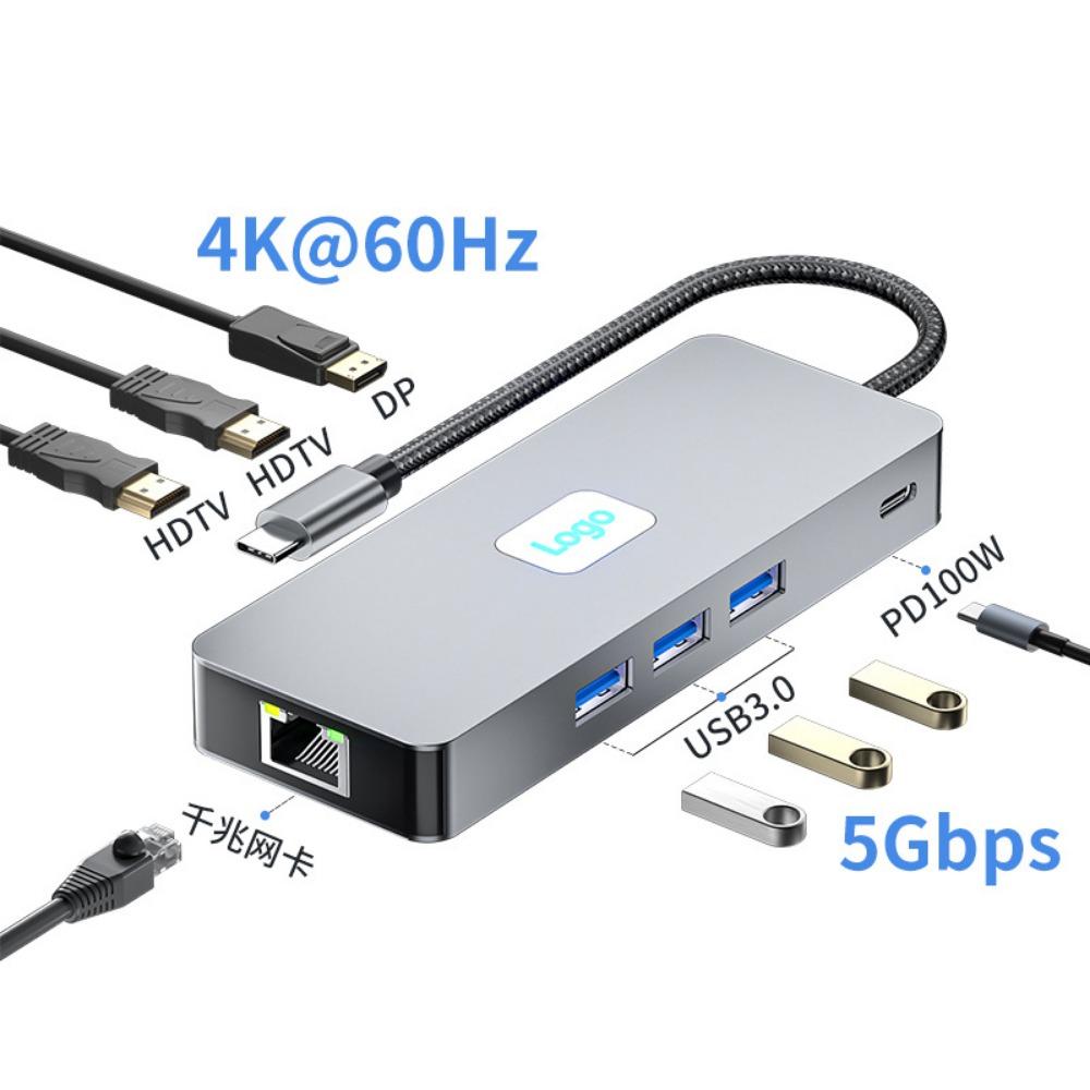 11 in 1 Type C Docking Station USB 3 2 Expander with Gigabit Ethernet Port for Laptop