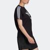 Adidas Originals Trefoil Large Logo Striped Print Spliced Casual Crew Neck Short Sleeve Drop Shoulder T-Shirt Women T-Shirt Black HC7039