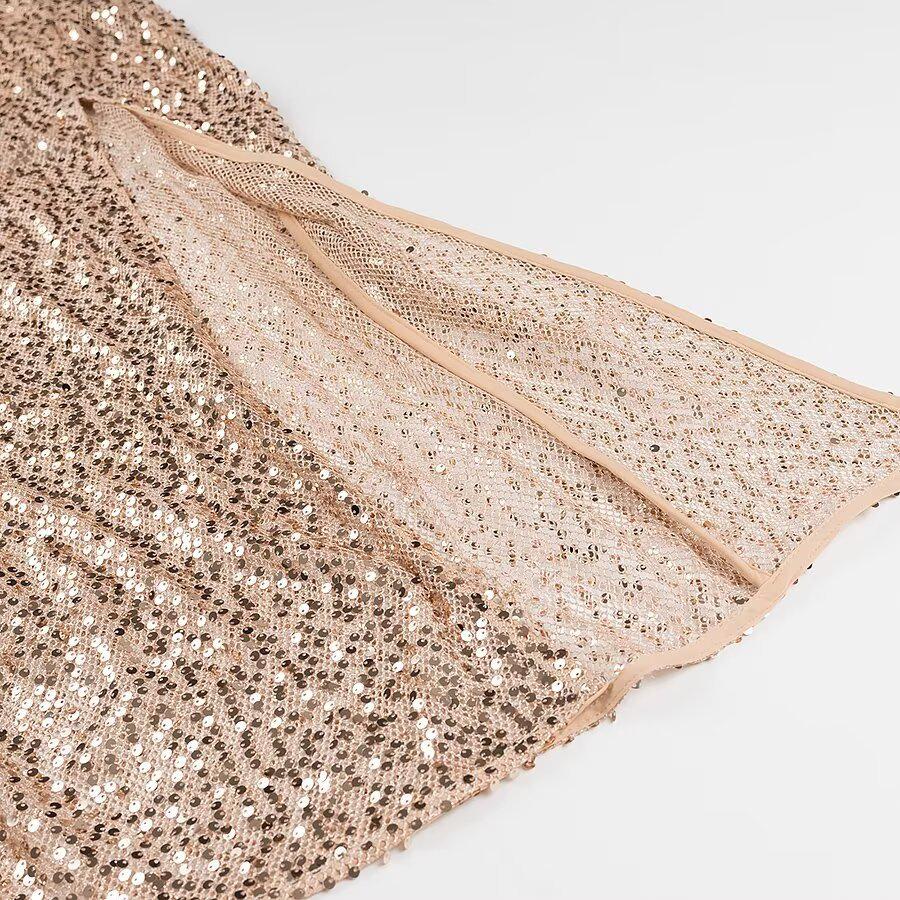 2024 Winter Women's European & American Style Slimming Sequin Sling Dress