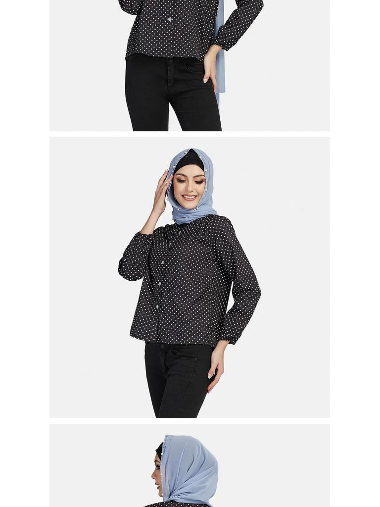 Korean Style Loose Polka Dot Chiffon Puff Sleeve Top for Women - Spring/Summer Trend.