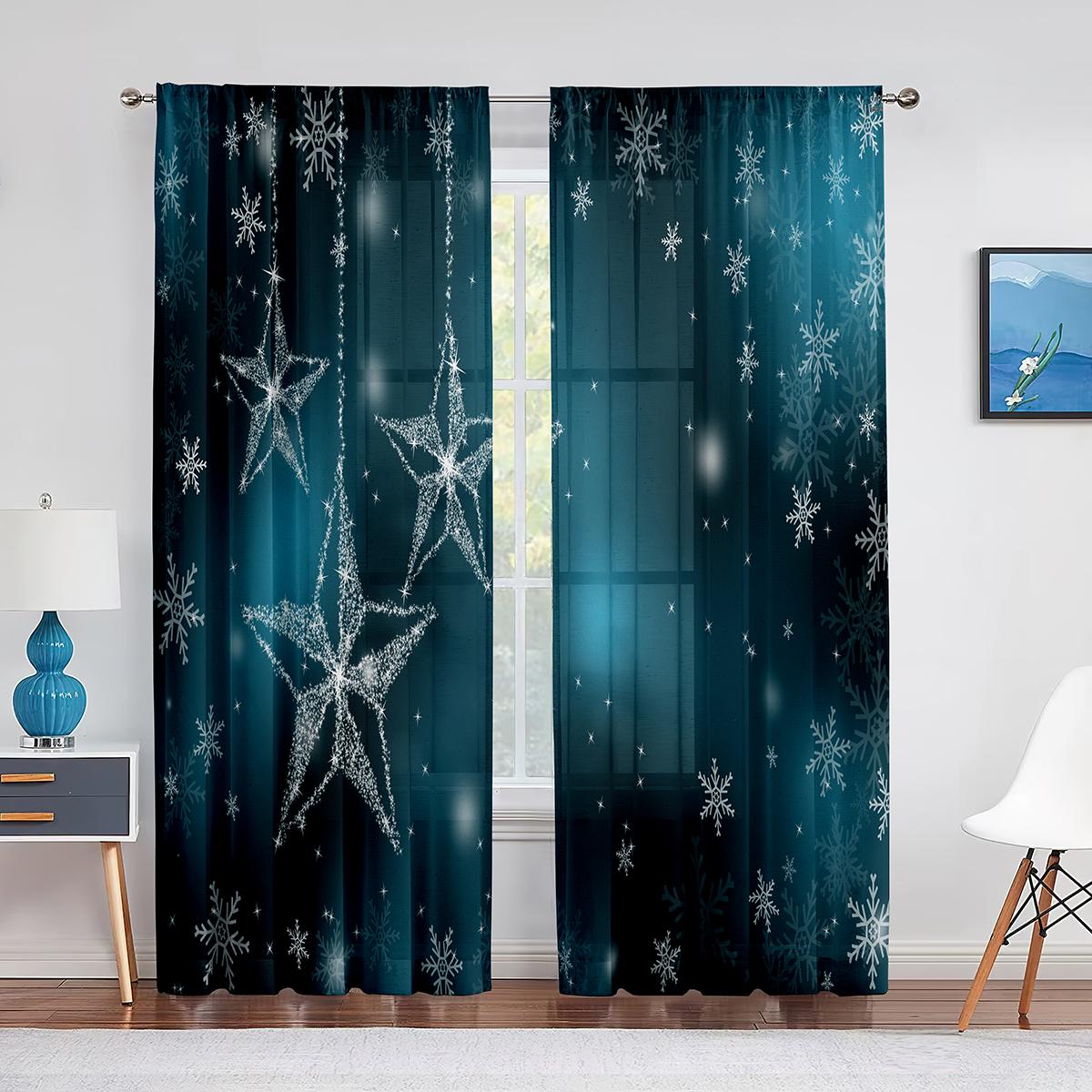 Снежинка Рождественская красная прозрачная занавеска для украшения гостиной Современная — фото 9