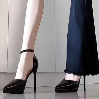 Saison Printemps et Automne 2025 Nouvelle Mode Pointu Décolleté Plat Boucle Une Ligne Designer Couleur Unie Chaussures Simples Jane pour Femmes