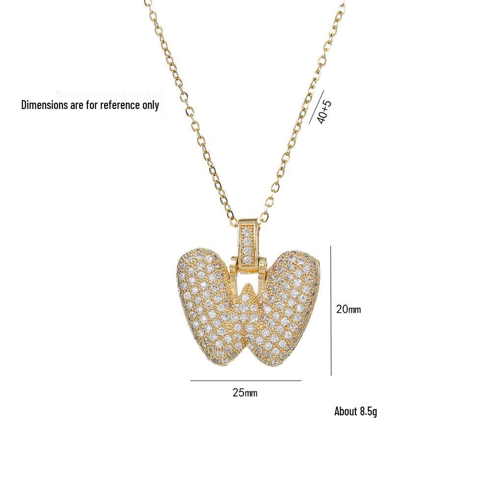 Women's European & American Style Copper Zircon Initial Necklace - Fashionable Clavicle Chain