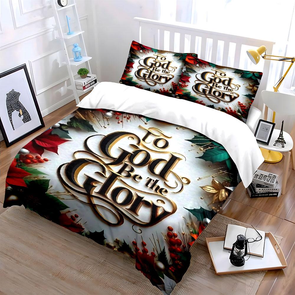 Religious Festive Bedding Set Bedding Duvet Cover Set Duvet Cover Pillowcases (1 * Duvet Cover 2 * Pillowcases, without duvet insert)