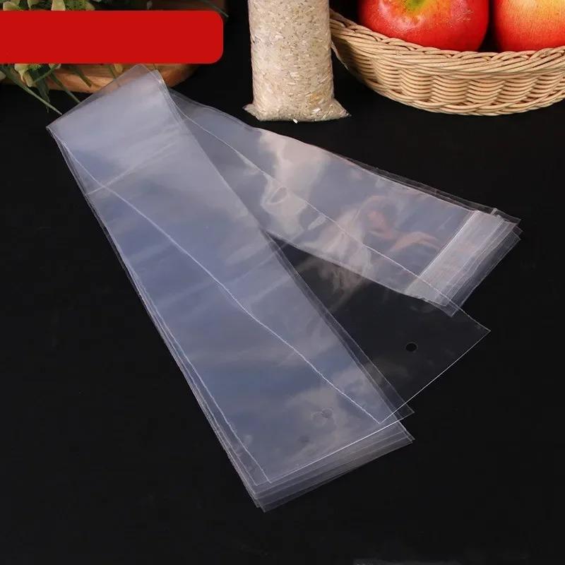 100 Stück PE Lange Form Transparent Zip-Lock-Beutel Rechteckig Kunststoff Dicke Verpackungsbeutel Streifen-Reißverschluss Wiederverschließbar Schlank Dicke Verpackungsbeutel