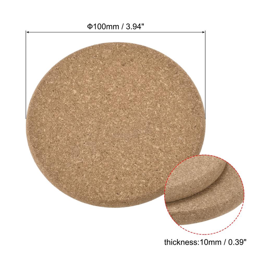 Uxcell Round Coasters, 100mm Diameter, 10mm Thick, Cork Cup Mat Pad, Round Edge, Pack of 2