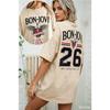 Bon Jovi Print T-Shirt Damen Herren Rundhals Streetwear Harajuku Lässig Übergroß Y2k Kurze Ärmel Lässig Locker Bequem Damen Herren Kleidung